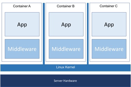 Traditional containers with a shared kernel